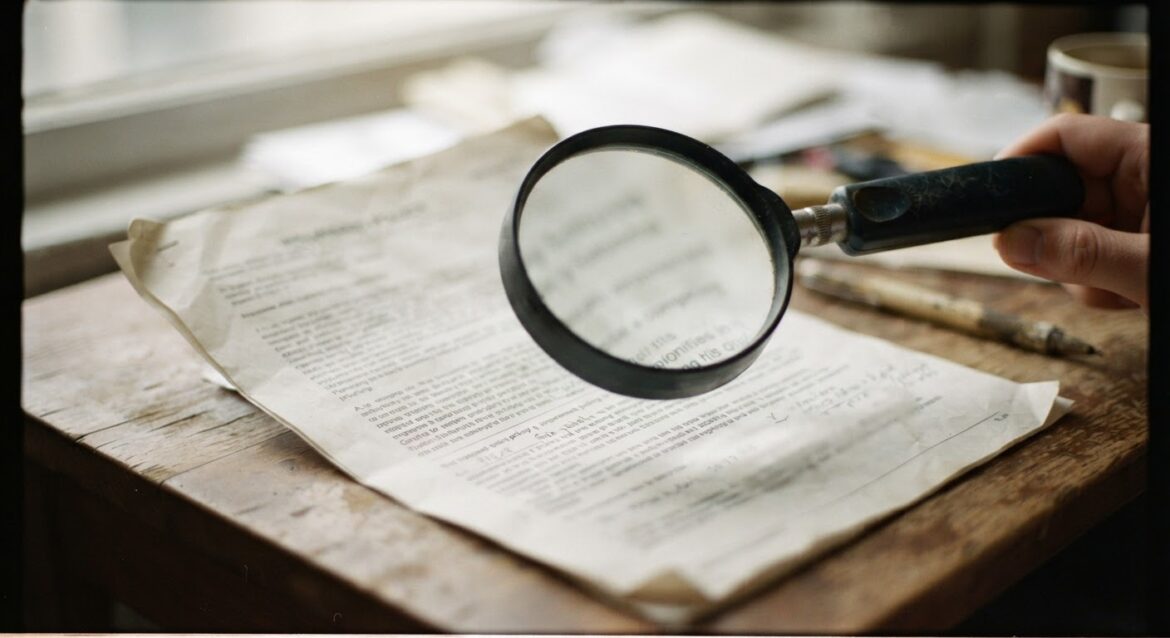 a magnifying glass over a printed insurance policy document